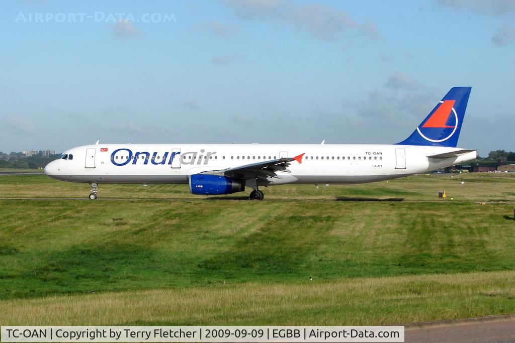 TC-OAN, 2001 Airbus A321-231 C/N 1421, Onur Air A321 at Birmingham