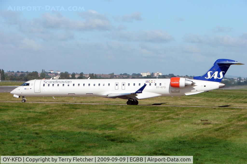 OY-KFD, 2009 Bombardier CRJ-900 (CL-600-2D24) C/N 15221, SAS CLRJ-900 departing from Birmingham UK