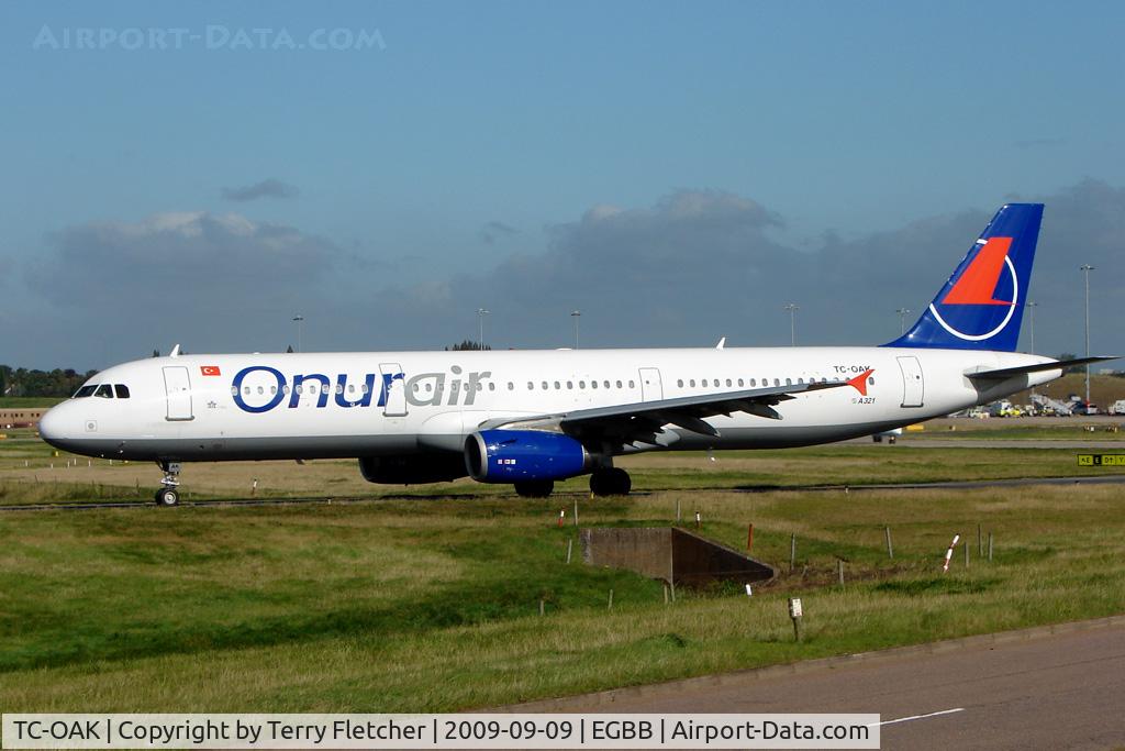 TC-OAK, 1999 Airbus A321-231 C/N 954, Onur Air A321 at Birmingham