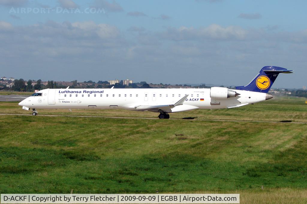 D-ACKF, 2006 Bombardier CRJ-900LR (CL-600-2D24) C/N 15083, Lufthansa CRJ-900 about to depart from Birmingham UK