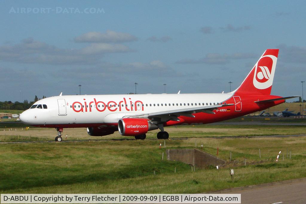 D-ABDU, 2008 Airbus A320-214 C/N 3516, Air Berlin A320 at Birmingham