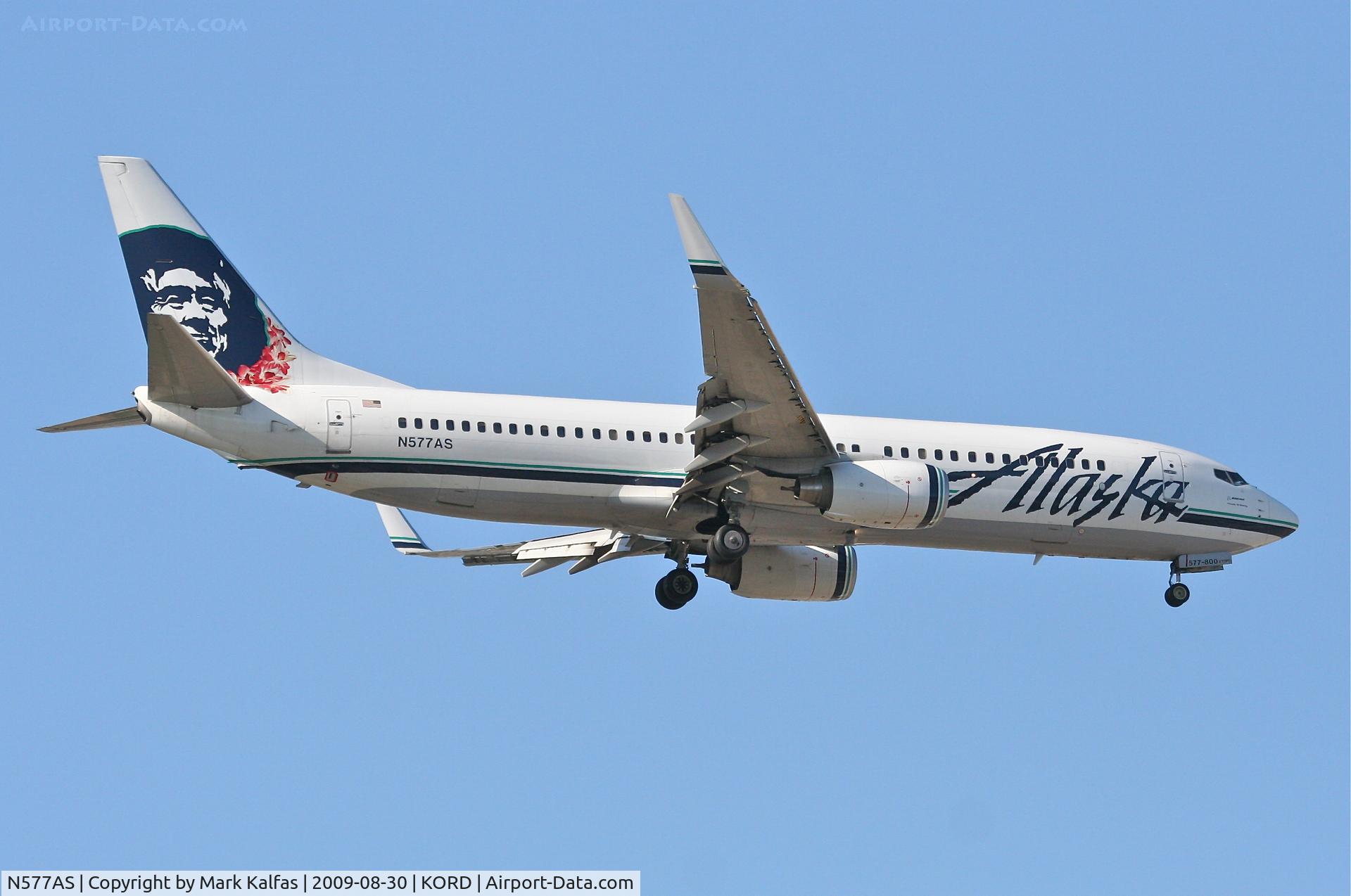 N577AS, 2007 Boeing 737-890 C/N 35186, Alaska Boeing 737-890, N577AS on approach RWY 10 KORD