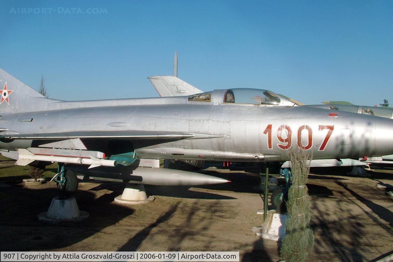 1907, 1962 Mikoyan-Gurevich MiG-21F-13 C/N 741907, Kecel Military technical park, Hungary - On the exhibition with a 1907 age number visible.
