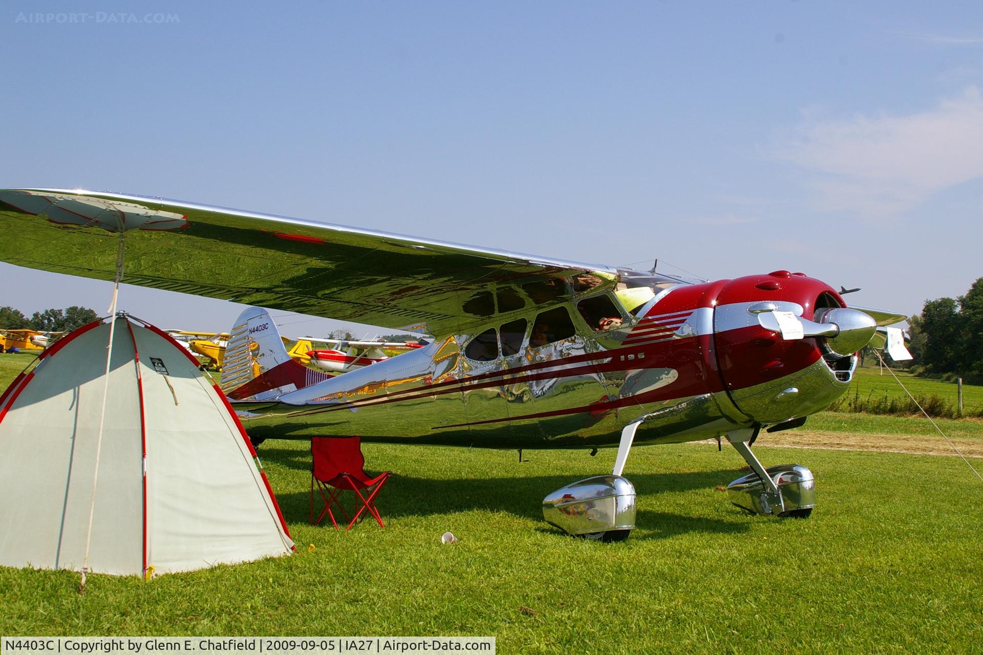 N4403C, 1952 Cessna 195B Businessliner C/N 7988, At the Antique Airplane Association Fly In