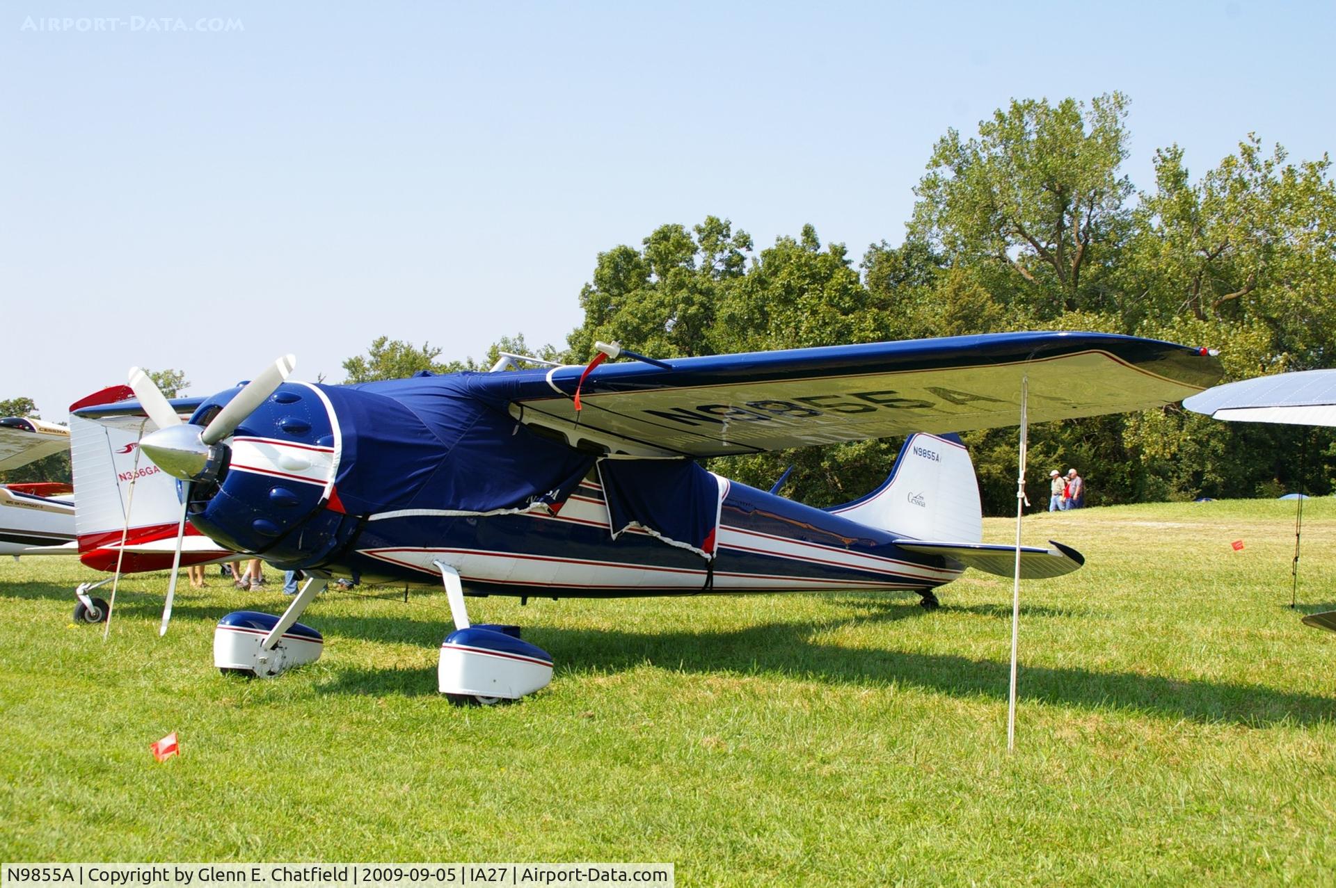 N9855A, 1950 Cessna 195A C/N 7548, At the Antique Airplane Association Fly In