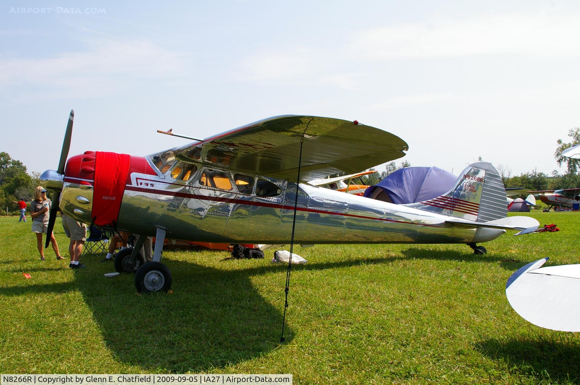 N8266R, 1949 Cessna 195 C/N 7550, At the Antique Airplane Association Fly In