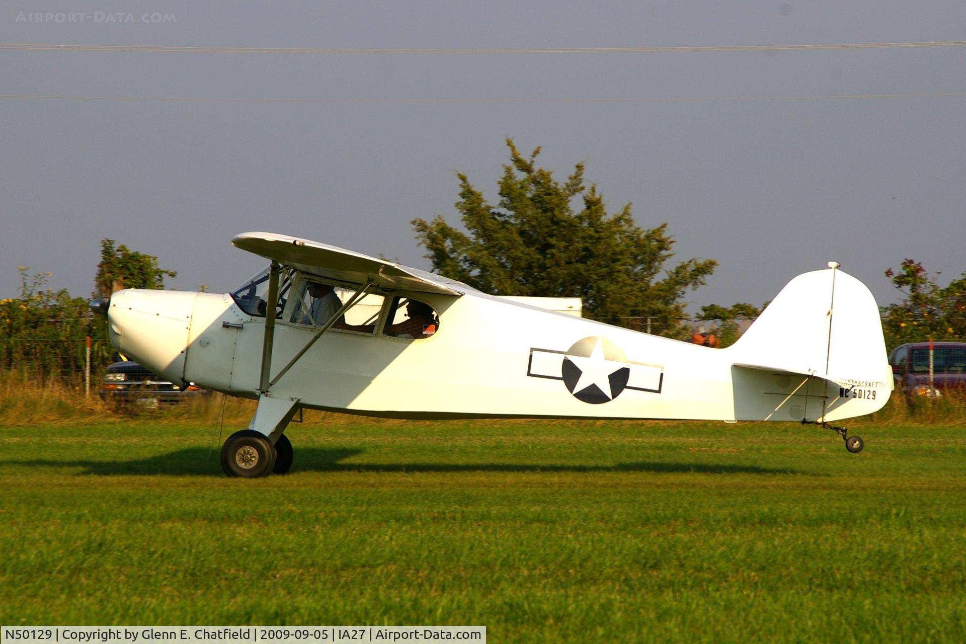 N50129, 1943 Taylorcraft DCO-65 C/N 5453, At the Antique Airplane Association Fly In.  L-2M 43-26141