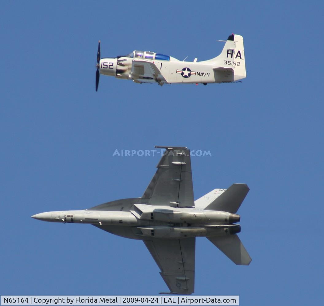 N65164, 1955 Douglas EA-1E Skyraider AD-5W C/N 55-471DH, EA-1E and F-18 Legacy flight