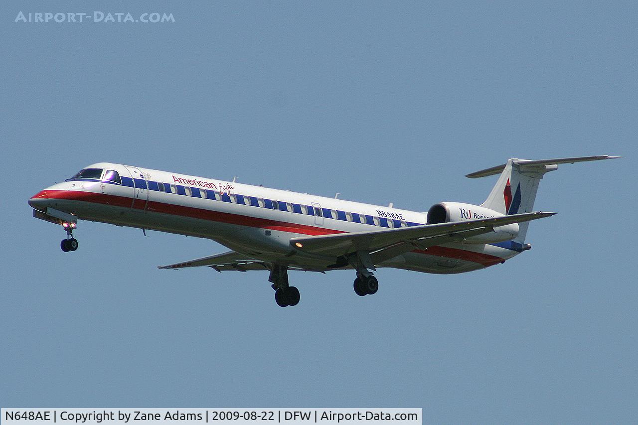 N648AE, 2000 Embraer ERJ-145LR (EMB-145LR) C/N 145225, American Eagle landing at DFW