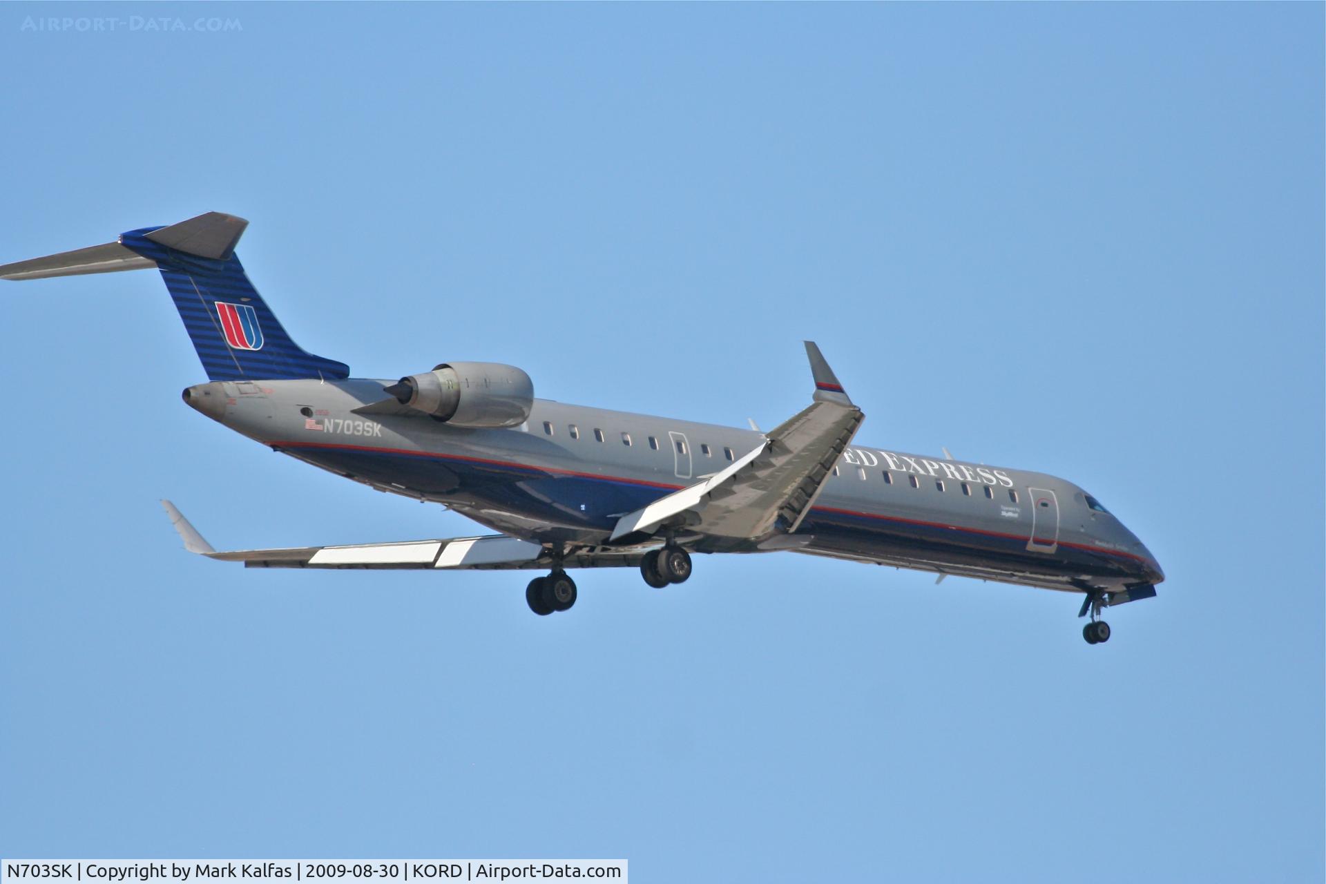 N703SK, 2004 Bombardier CRJ-701ER (CL-600-2C10) Regional Jet C/N 10139, Sky West/ United Express Bombardier CL-600-2C10, N703SK on final RWY 10 KORD