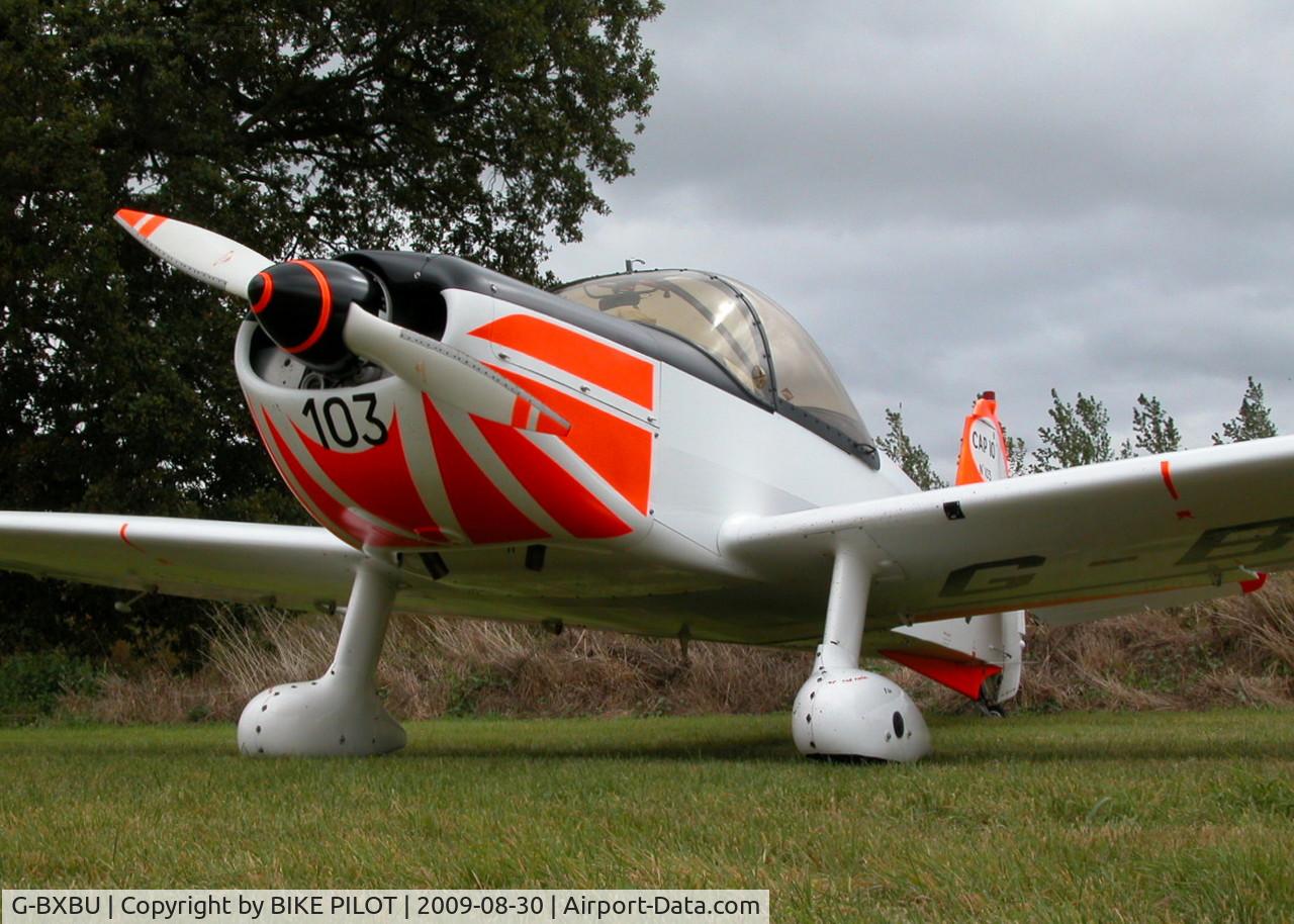 G-BXBU, 1980 Mudry CAP-10B C/N 103, FIRST VISITOR OF THE DAY. PREV. REG. N173RC. BRIMPTON FLY-IN