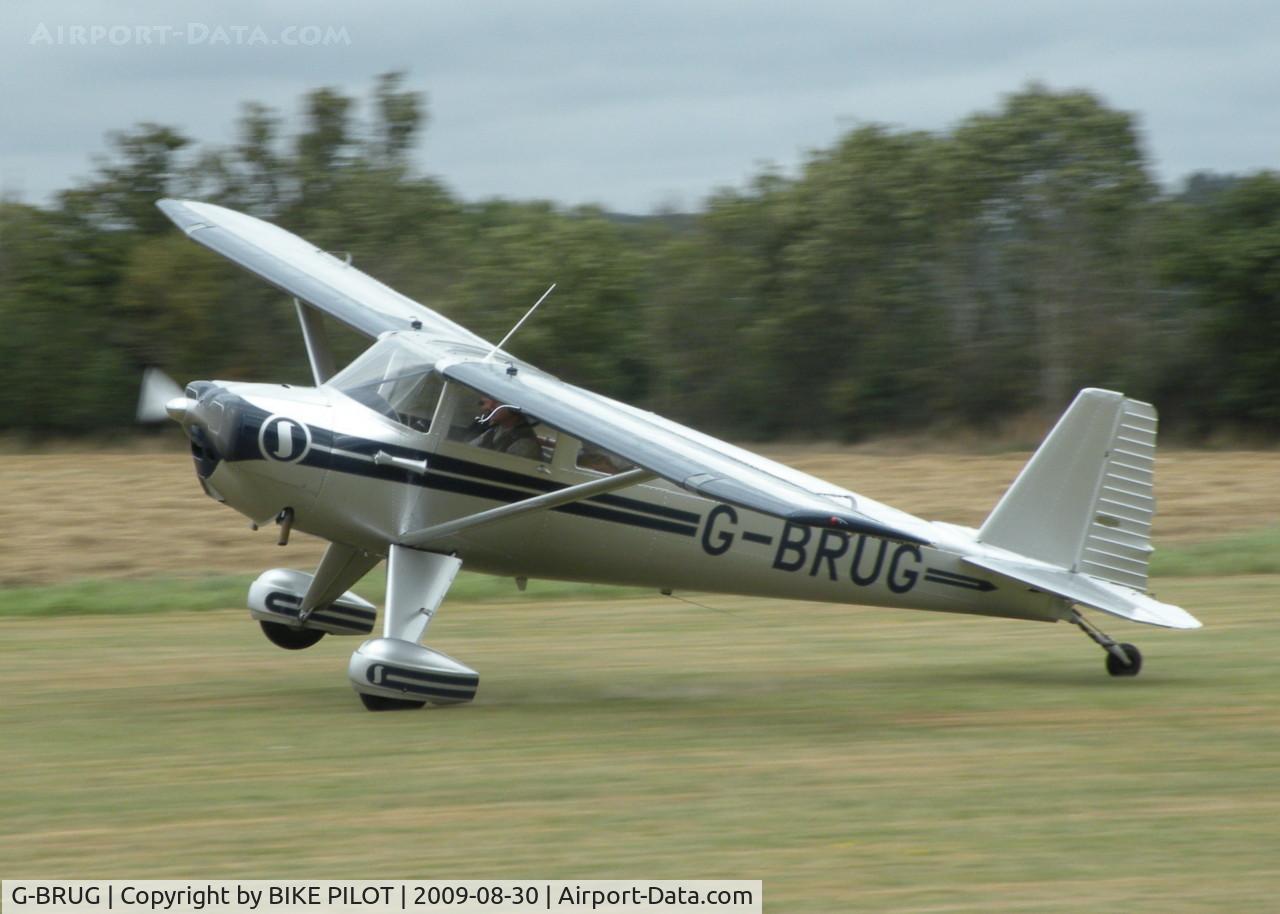 G-BRUG, 1946 Luscombe 8E Silvaire C/N 4462, TYPICAL ARRIVAL FOR THIS LUSCOMBE. PREV. REG. N1735K. BRIMPTON FLY-IN