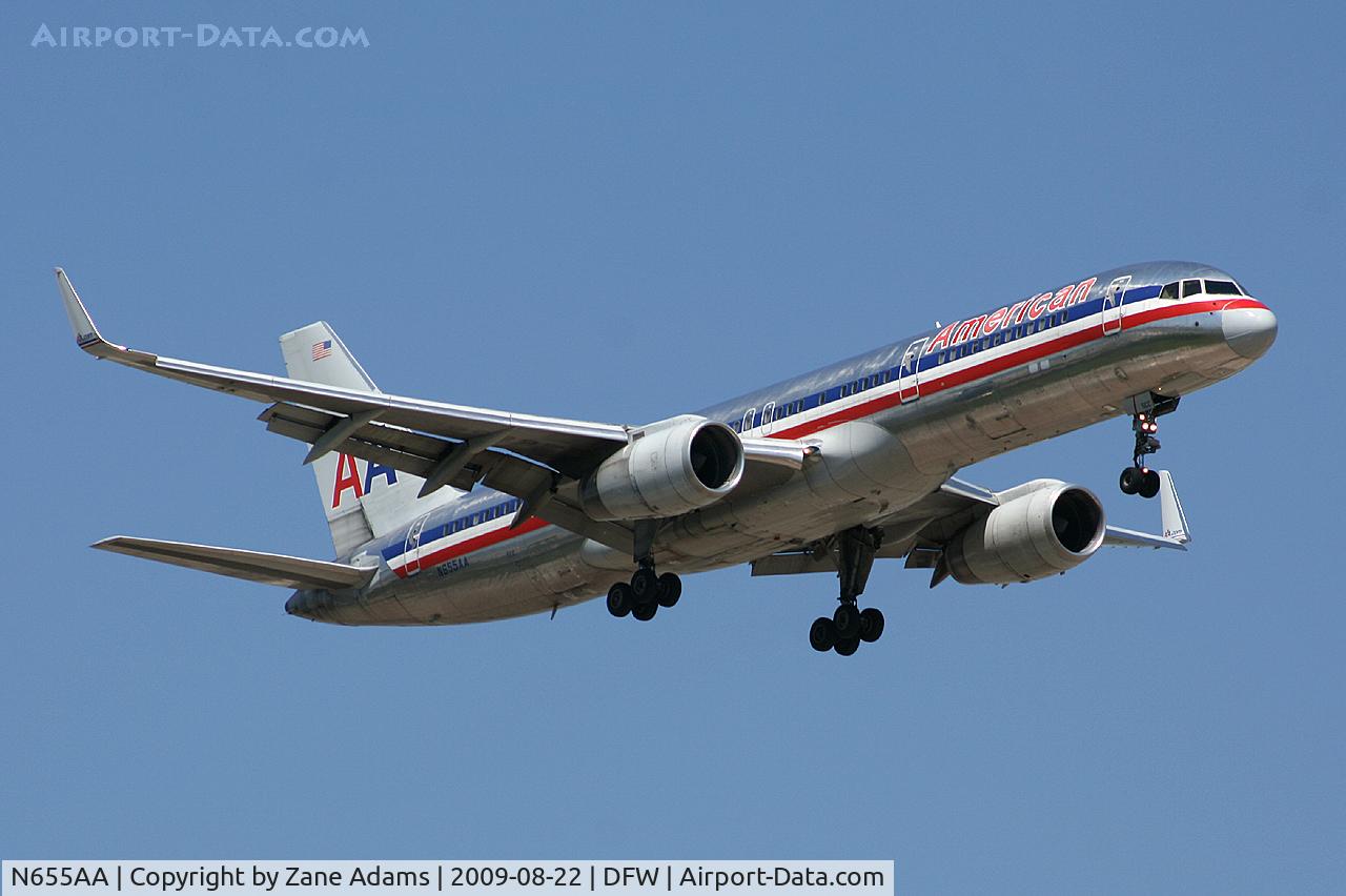 N655AA, 1991 Boeing 757-223 C/N 24613, American Airlines landing at DFW