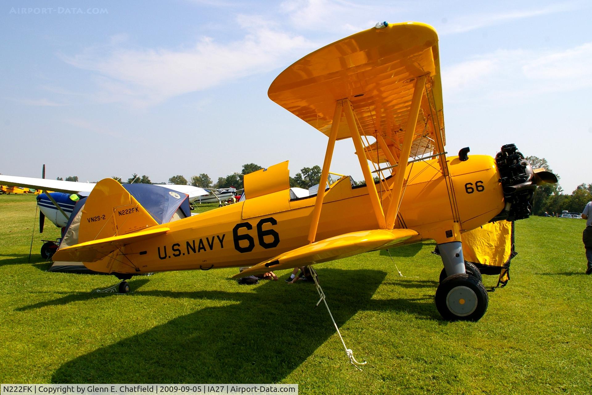 N222FK, 1943 Boeing A75 C/N 75-4559, At the Antique Airplane Association Fly In.  PT-17 42-16396