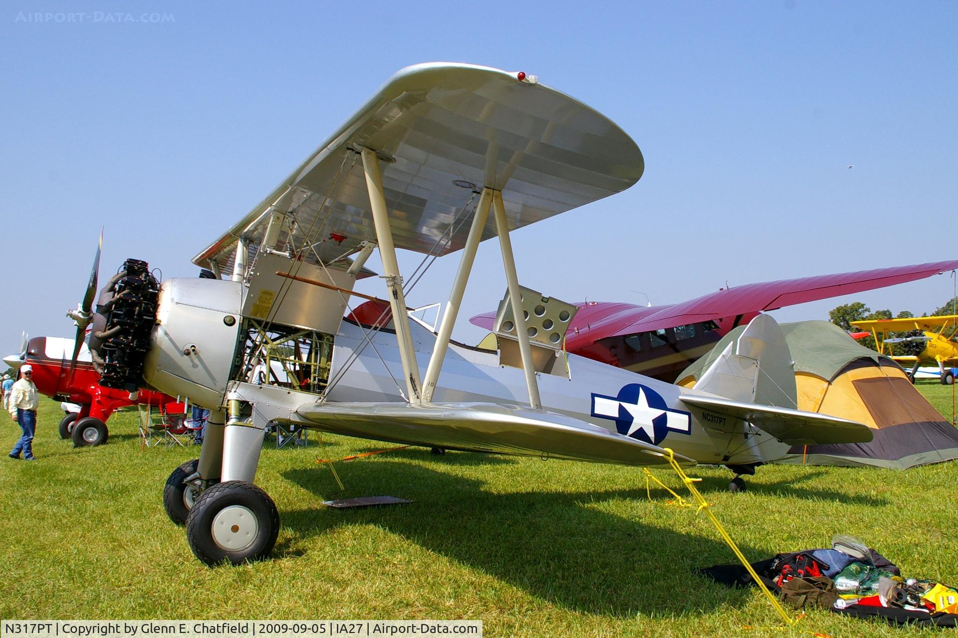 N317PT, 1944 Boeing E75 C/N 75-5474, At the Antique Airplane Association Fly In.  PT-13D 42-17311