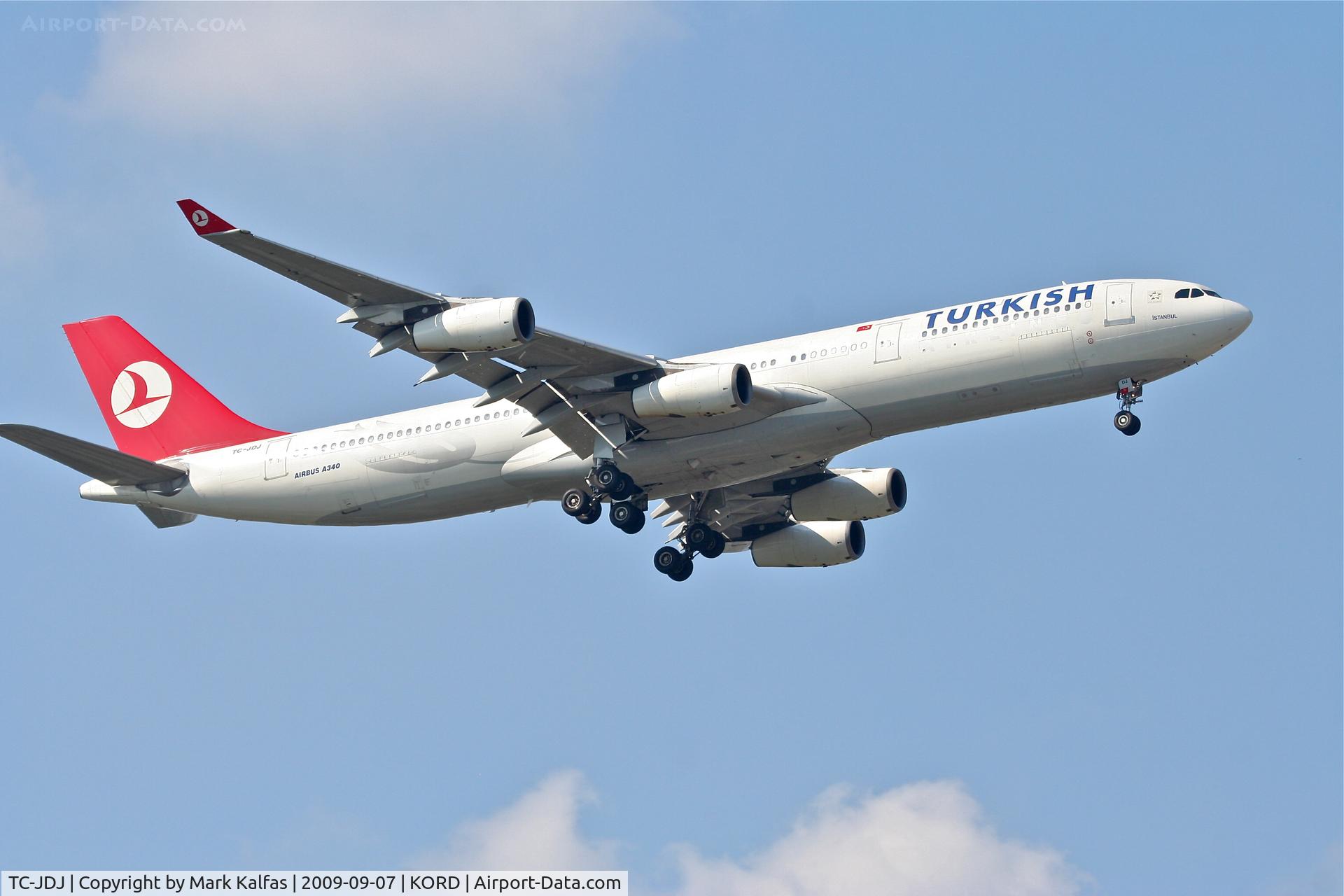 TC-JDJ, 1993 Airbus A340-311 C/N 023, Turkish Airlines A340-311, TC-JDJ on the runway 10 visual KORD