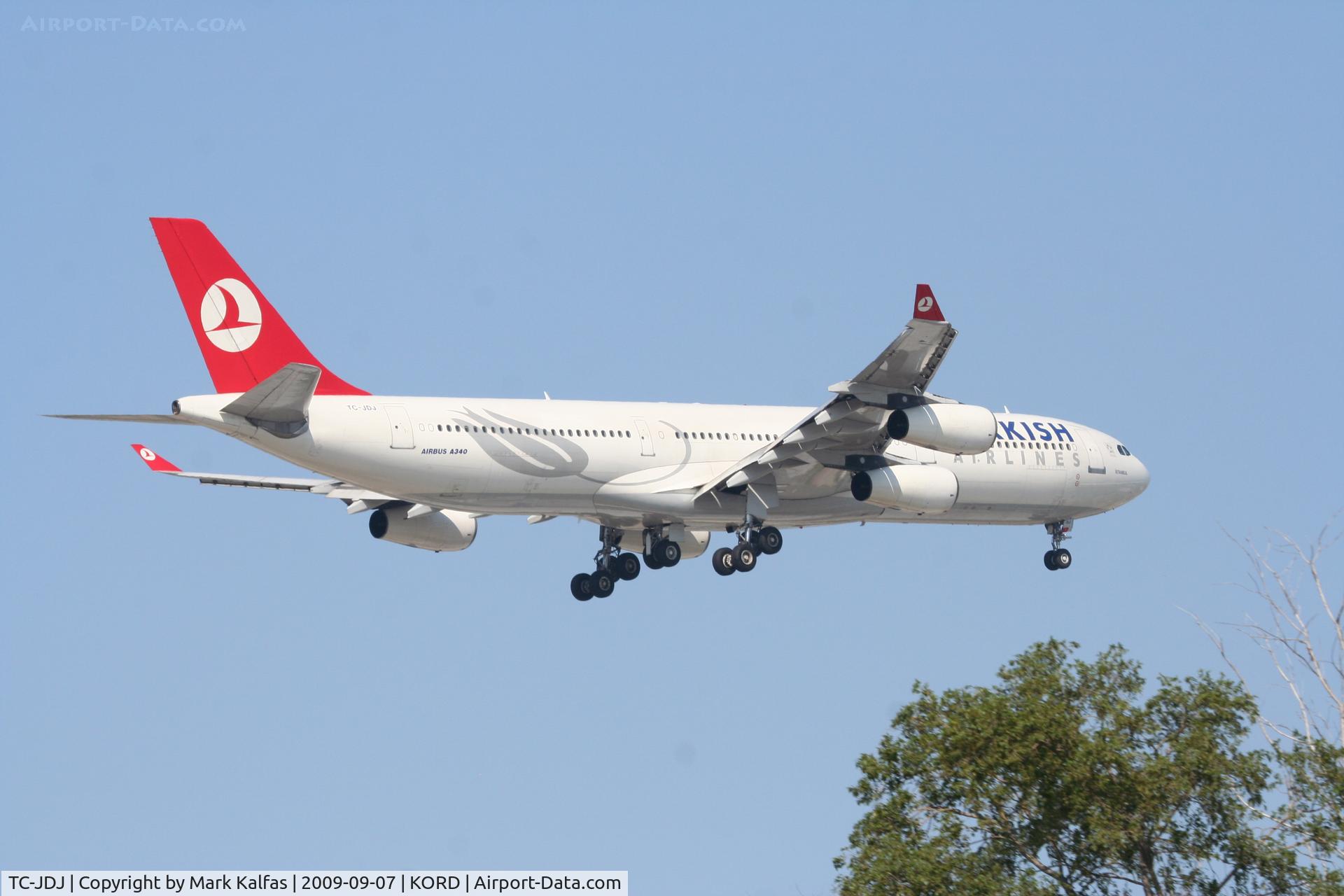 TC-JDJ, 1993 Airbus A340-311 C/N 023, Turkish Airlines A340-311, TC-JDJ on the runway 10 visual KORD