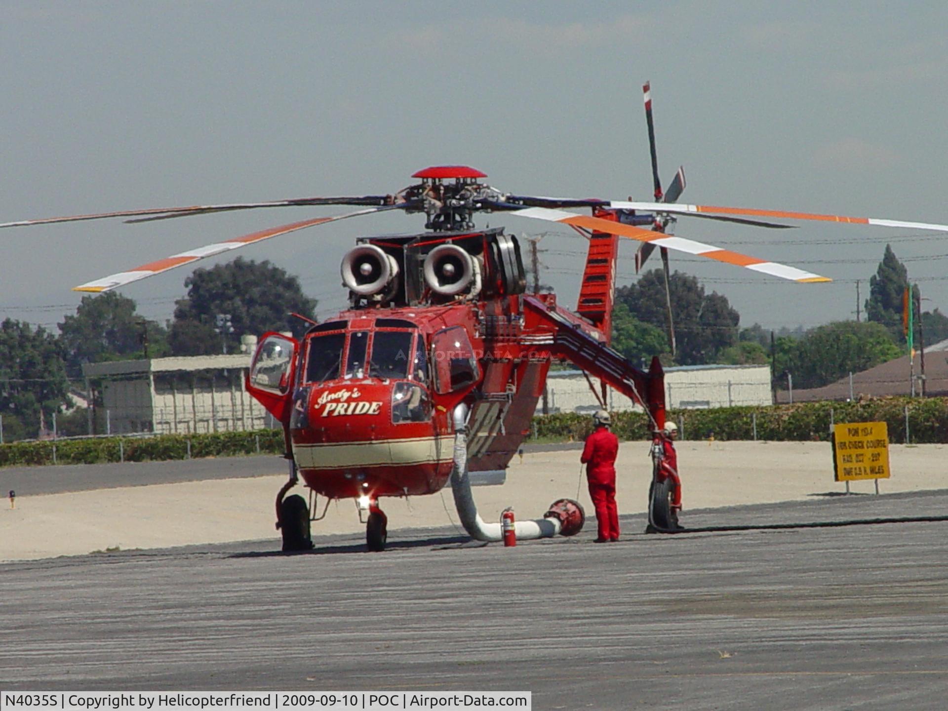 N4035S, 1975 Sikorsky S-64E C/N 64099, Andy's Pride in for fuel and a break