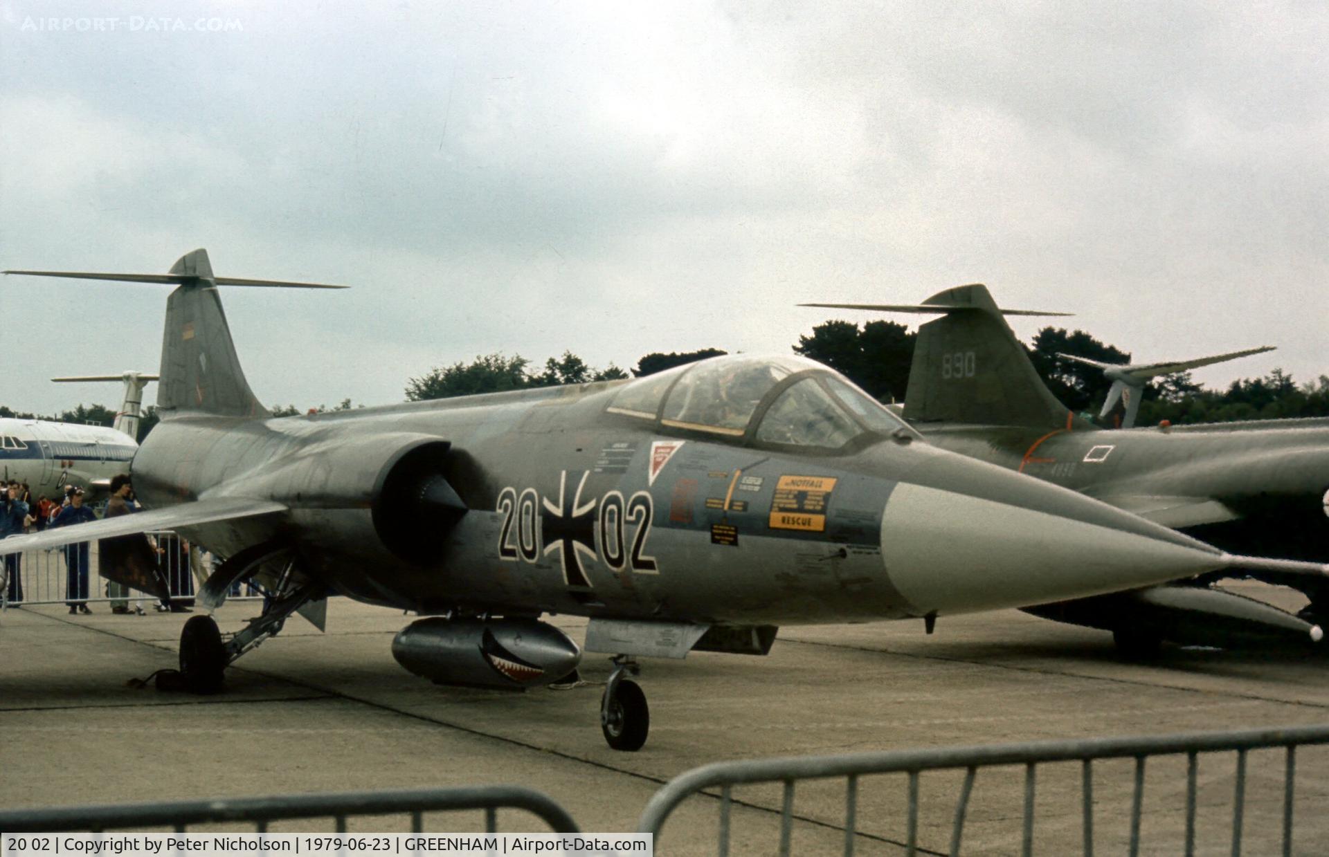 20 02, Lockheed F-104G Starfighter ZELL C/N 683-2002, F-104G Starfighter of JBG-32 at the 1979 Intnl Air Tattoo at RAF Greenham Common.