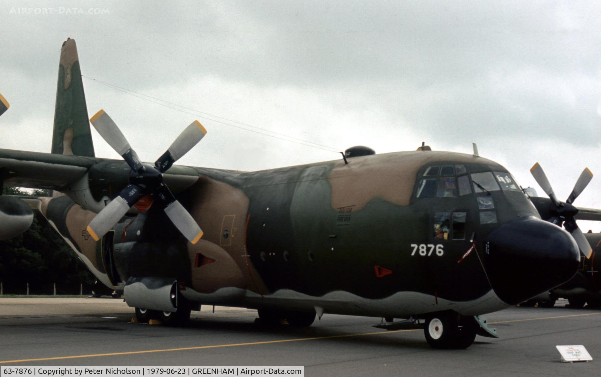 63-7876, 1963 Lockheed C-130E-LM Hercules C/N 382-3947, C-130E Hercules of 314th Tactical Airlift Wing on display at the 1979 Intnl Air Tattoo at RAF Greenham Common.