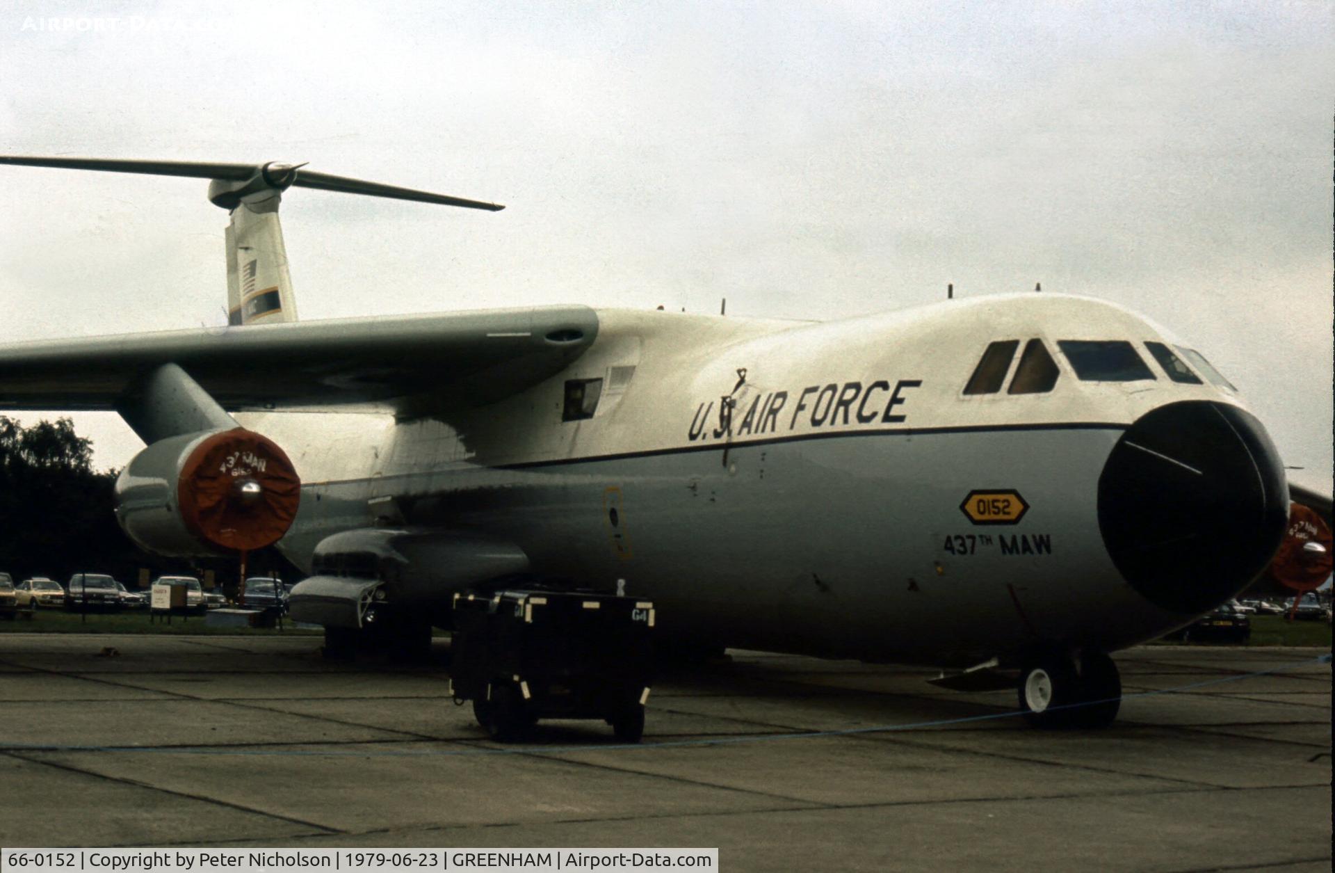 66-0152, 1966 Lockheed C-141A Starlifter C/N 300-6178, C-141A Starlifter of 437th Military Airlift Wing at Charleston AFB at the 1979 Intnl Air Tattoo at RAF Greenham Common.