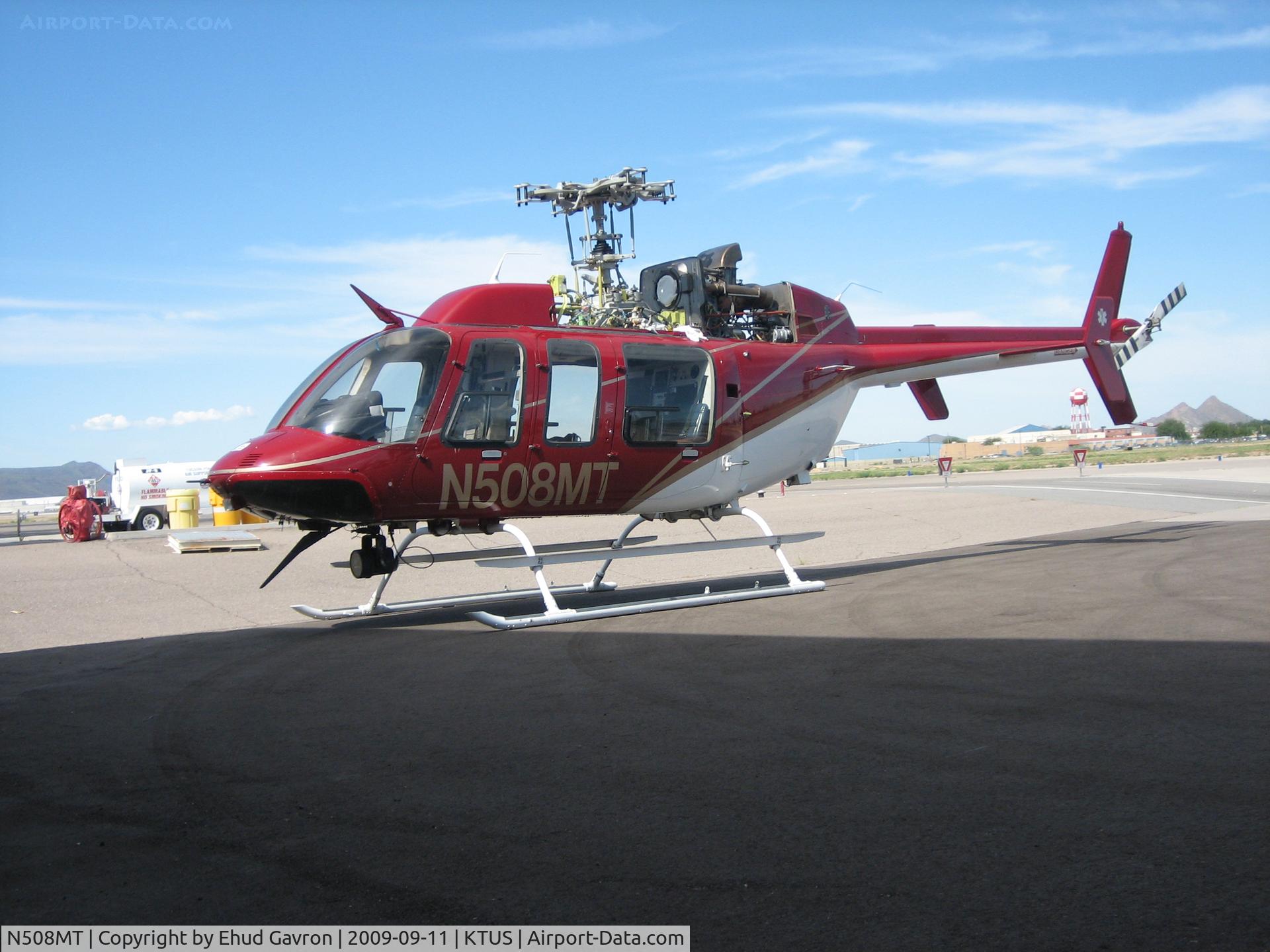 N508MT, 1998 Bell 407 C/N 53326, Lifeline 1 getting serviced at Med-Trans hangar in Tucson