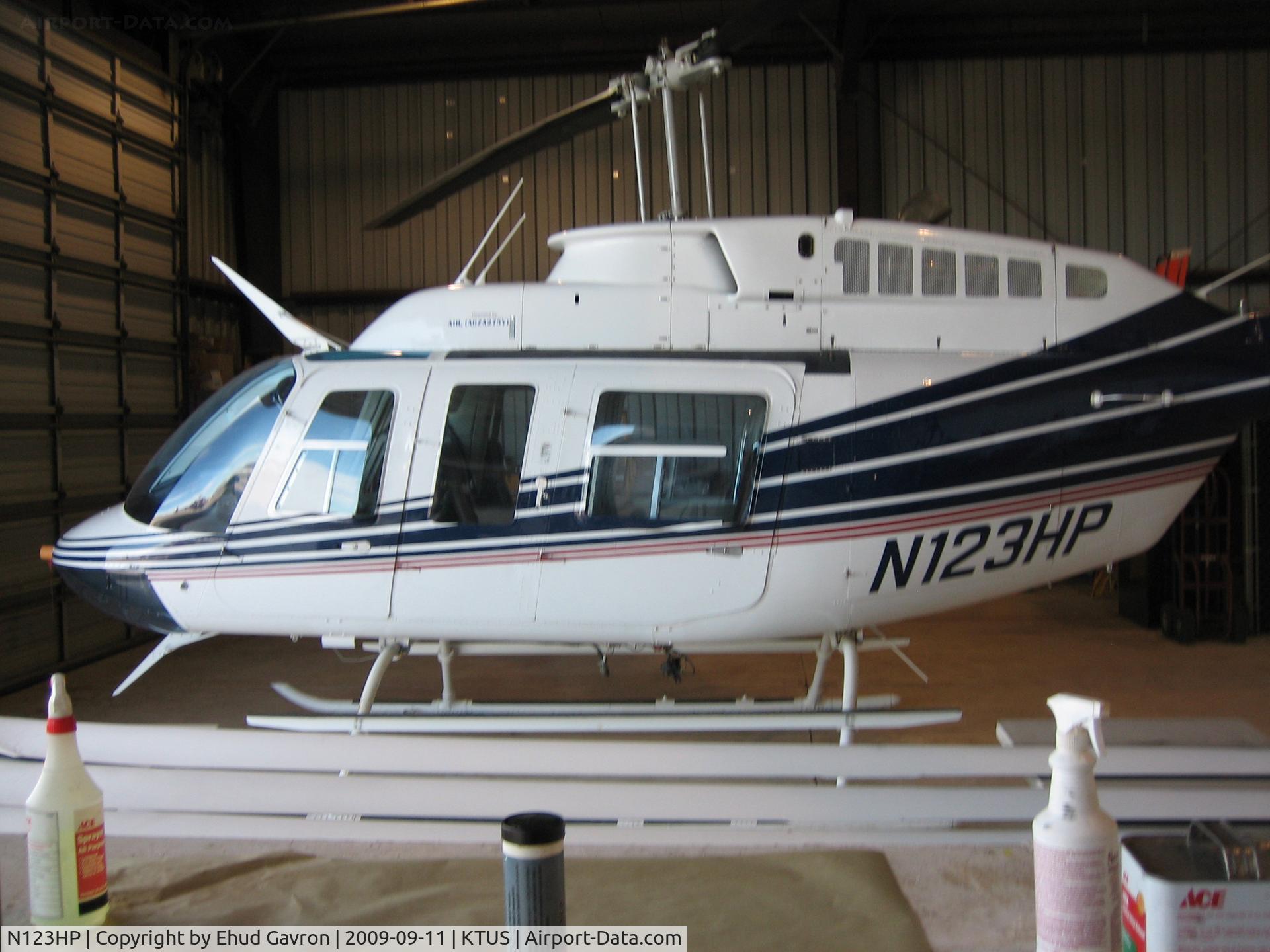 N123HP, 1980 Bell 206L-1 LongRanger II C/N 45394, N123HP hanging out in Med-Trans' hangar in Tucson