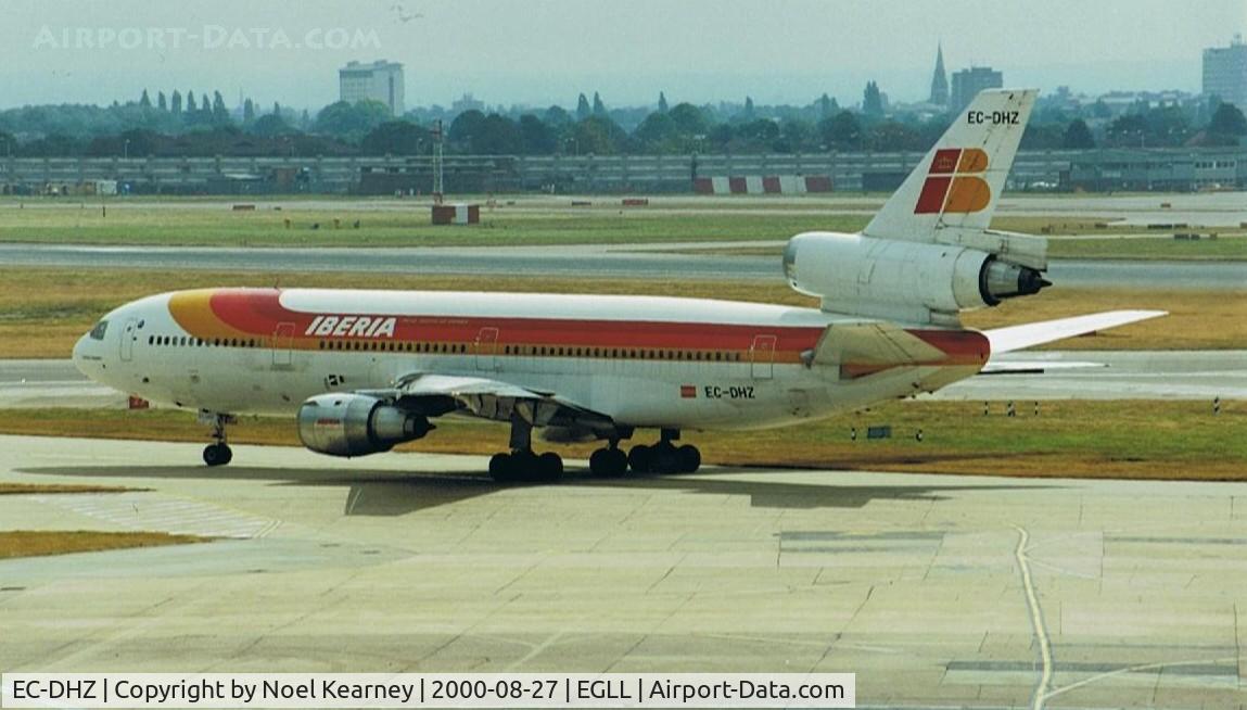EC-DHZ, 1980 McDonnell Douglas DC-10-30 C/N 47834, DC-10-30 c/n 47834    Taxi-ing for Rwy 27L (Scanned Image)