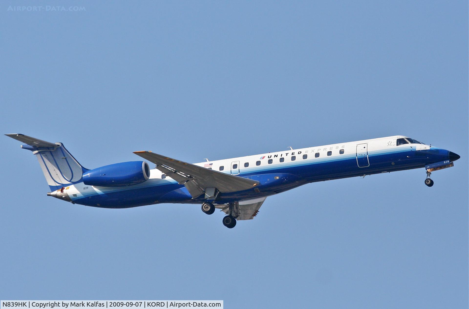 N839HK, 2004 Embraer ERJ-145LR (EMB-145LR) C/N 14500829, Trans States Airlines/United Express EMB-145LR N839HK, RWY 10 approach KORD