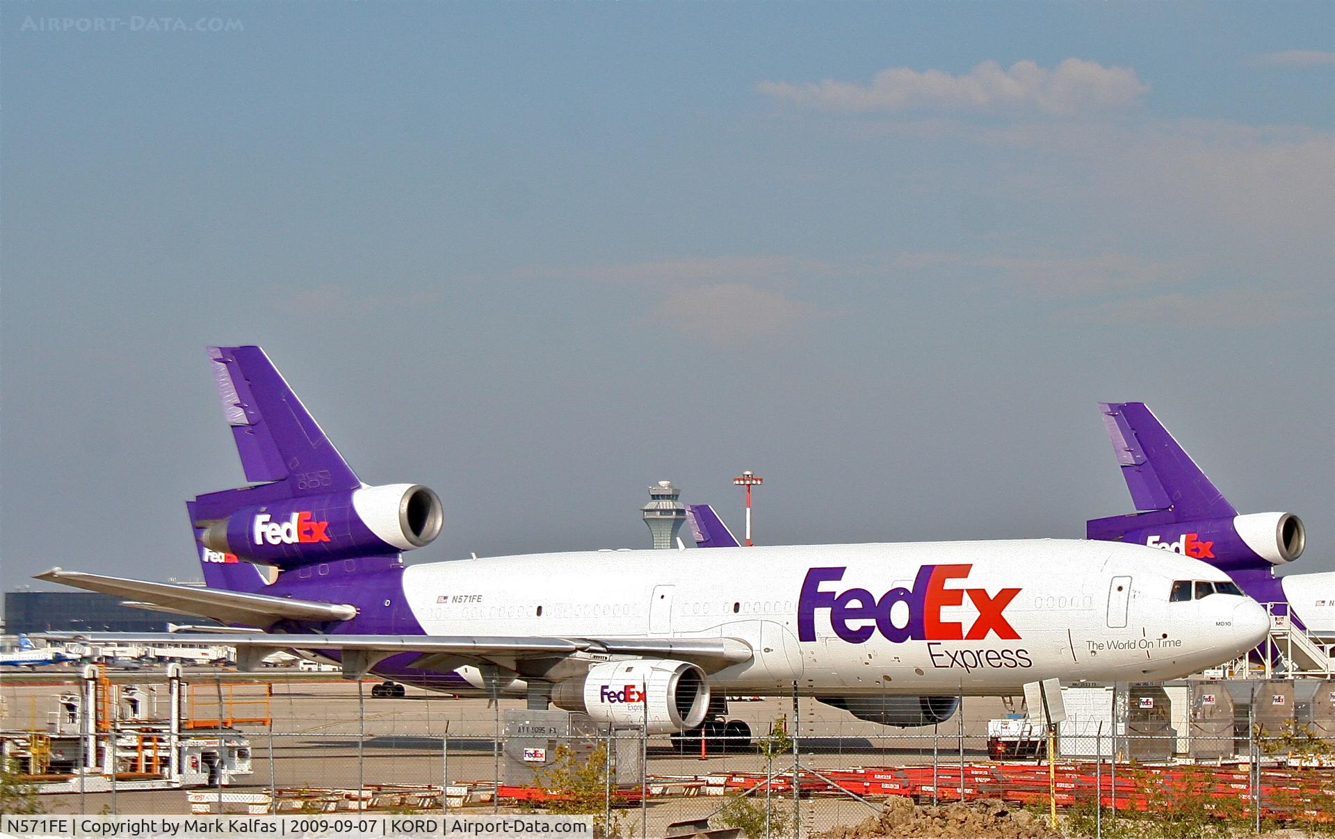N571FE, 1980 McDonnell Douglas MD-10-10F C/N 47830, FED-EX Mcdonnell Douglas DC-10-10F on the cargo ramp KORD