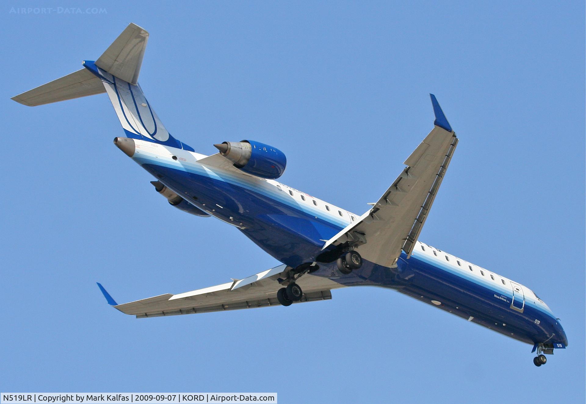 N519LR, 2006 Bombardier CRJ-700 (CL-600-2C10) Regional Jet C/N 10260, Mesa Airlines/United Express CL-600-2C10, N519LR RWY 10 approach KORD