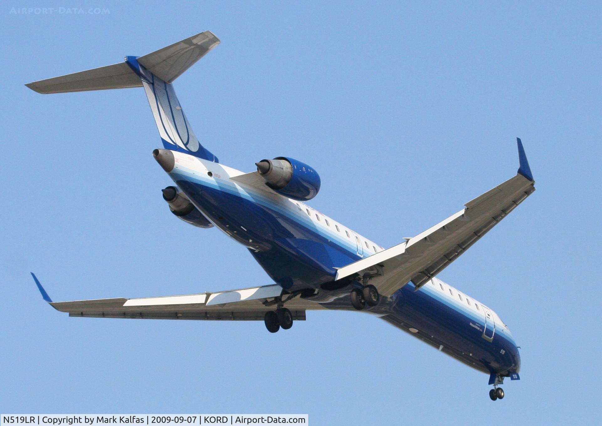 N519LR, 2006 Bombardier CRJ-700 (CL-600-2C10) Regional Jet C/N 10260, mesa Airlines/United Express CL-600-2C10, N519LR RWY 10 approach KORD