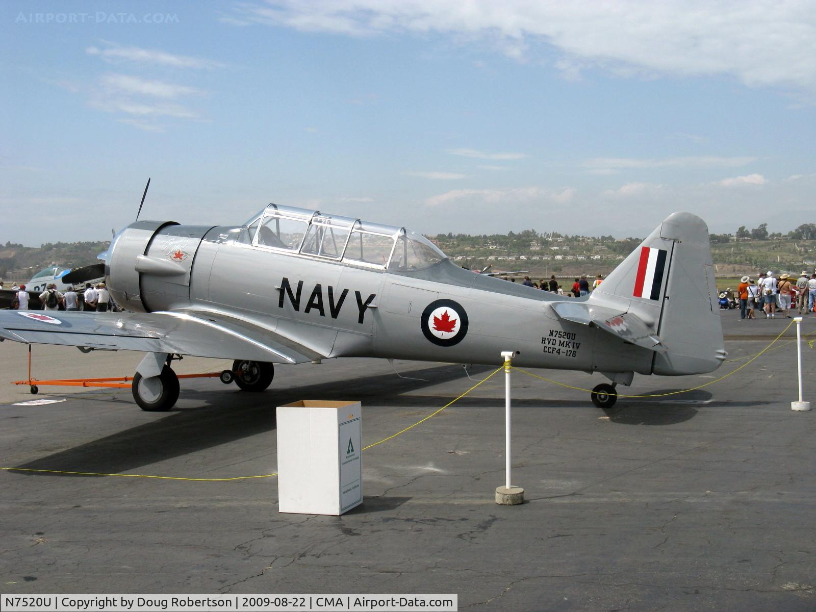 N7520U, 1952 Canadian Car & Foundry Harvard Mk.4 C/N CCF4-176, 1952 Canadian Car & Foundry HARVARD Mk. IV (NA-50 replica), P&W R-1340 Wasp 600 Hp, Experimental and Exhibition class