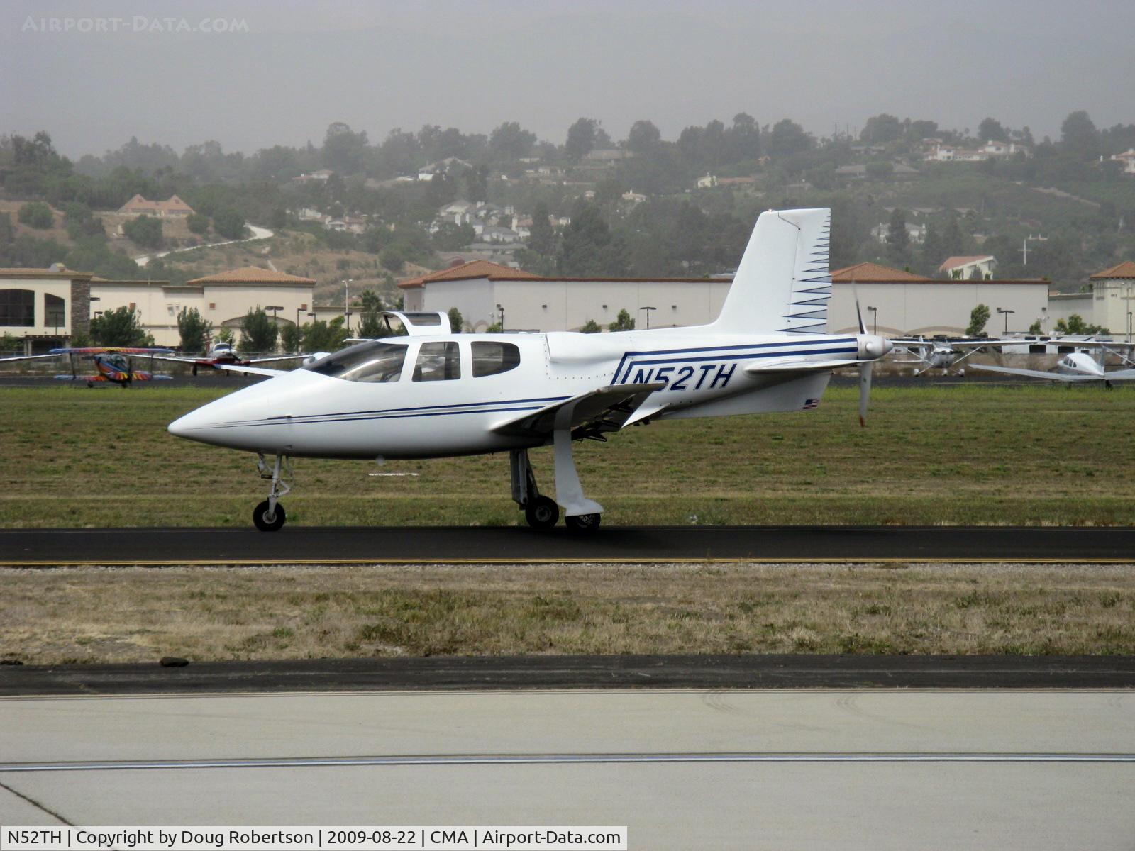 N52TH, 1999 Cirrus VK-30 C/N 143, 1999 Hastings Cirrus Design VK-30, Continental IO-550 pusher tri-blade prop, Cirrus Design sold 34 VK-30 kits, this is the first one flying after 9 year build, 10 are flying, taxi