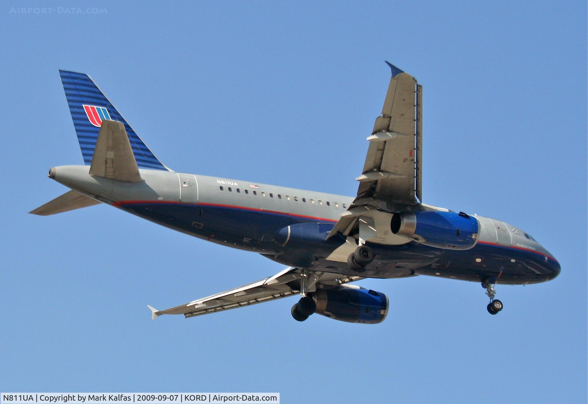 N811UA, 1998 Airbus A319-131 C/N 847, United Airlines A319-131, N811UA short final RWY 10 KORD