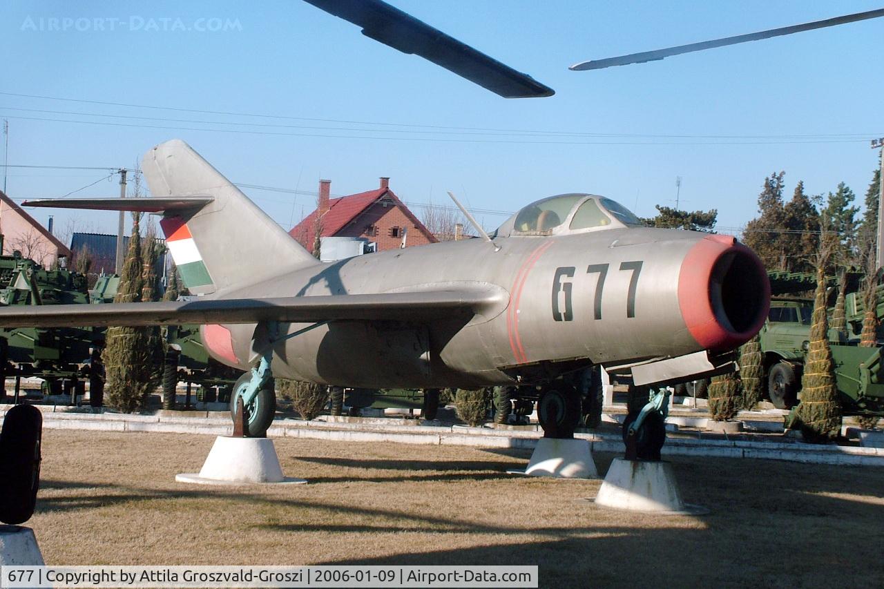 677, 1952 Mikoyan-Gurevich MiG-15bis C/N 2677, Kecel Military technical park, Hungary, Painting like this did not exist in the Hungarian Airforce, this found its way out only painting.