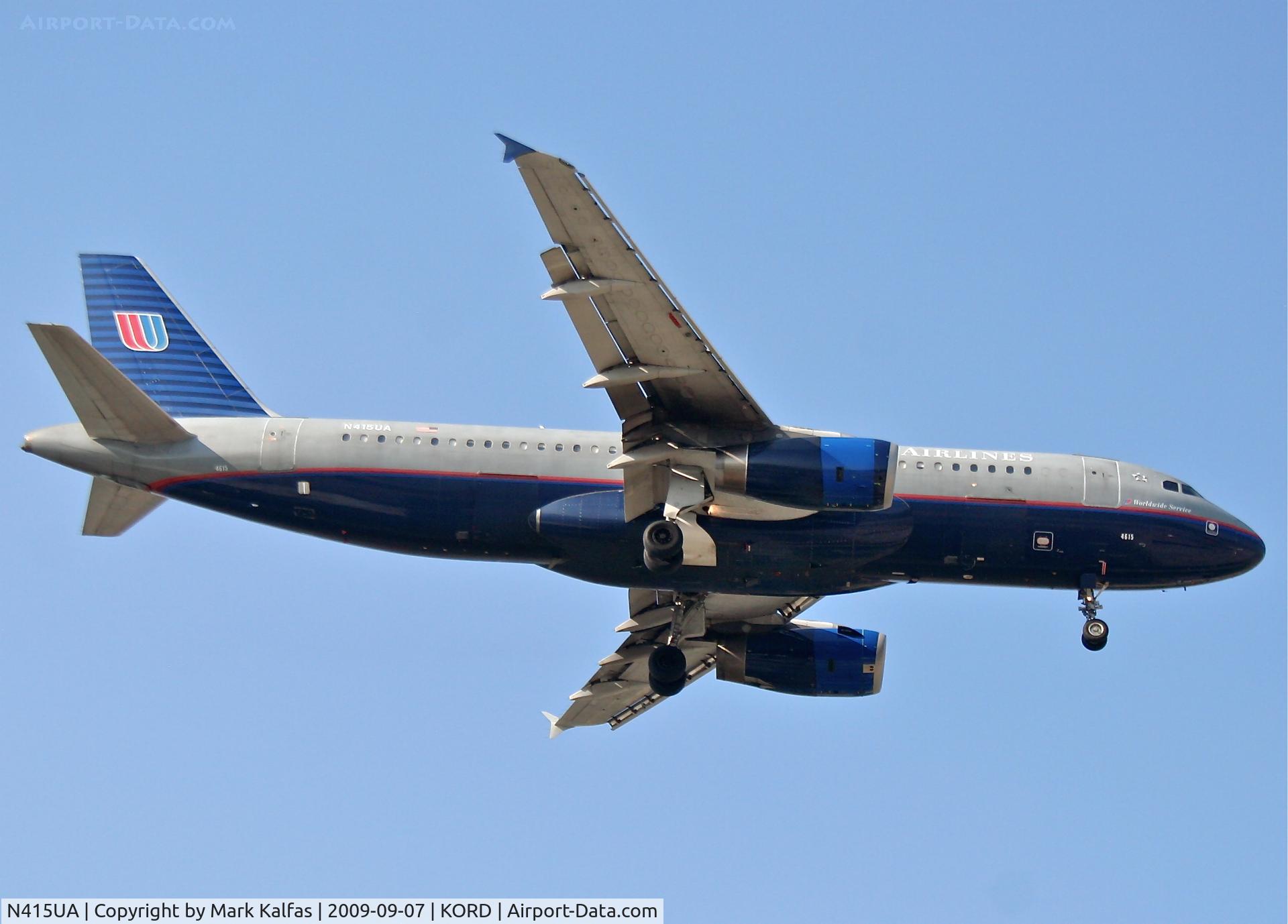 N415UA, 1994 Airbus A320-232 C/N 475, United Airlines A320-232, N415UA short final RWY 10 KORD
