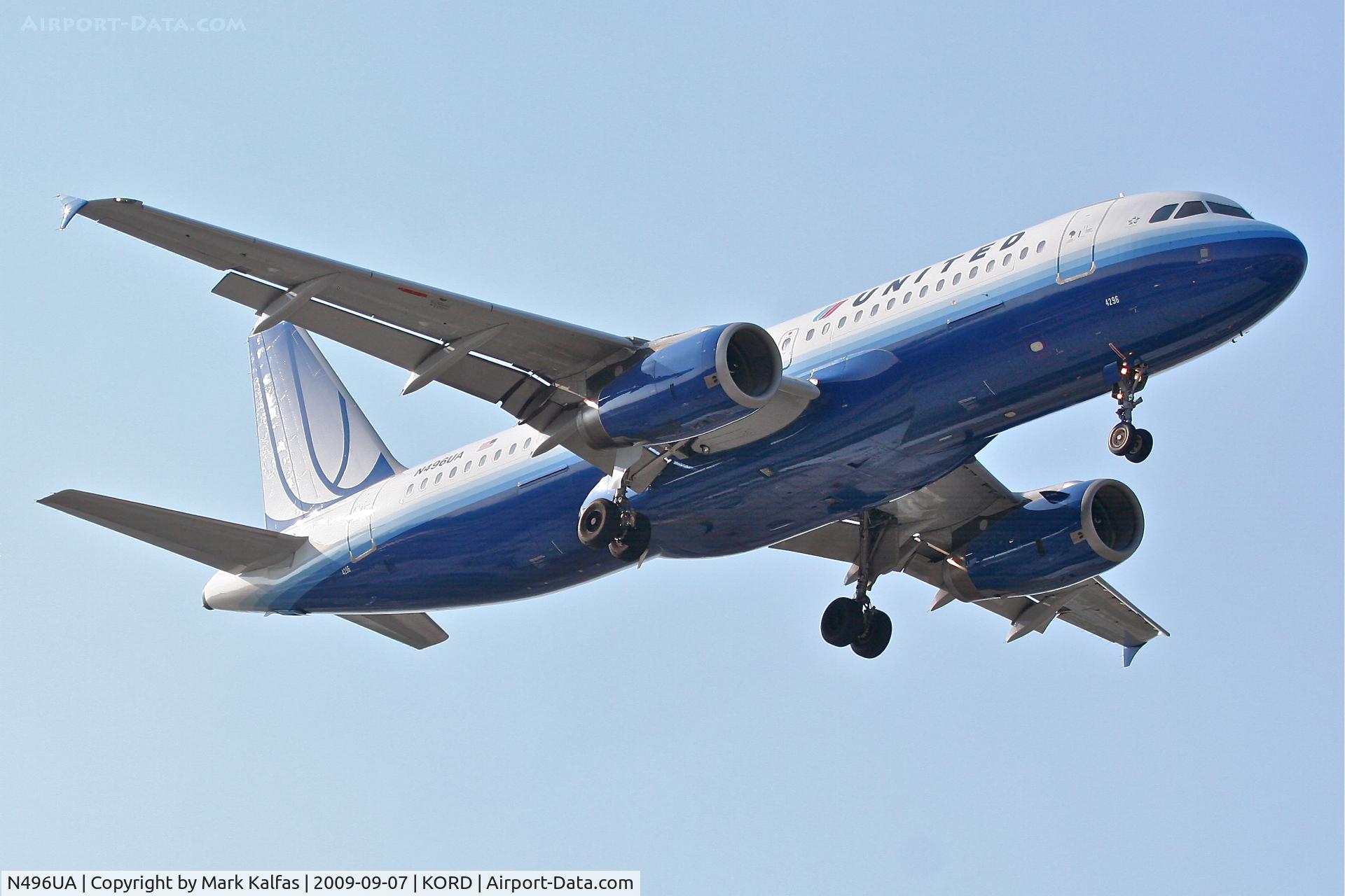 N496UA, 2002 Airbus A320-232 C/N 1845, United Airlines A320-232, N496UA RWY 10 approach KORD