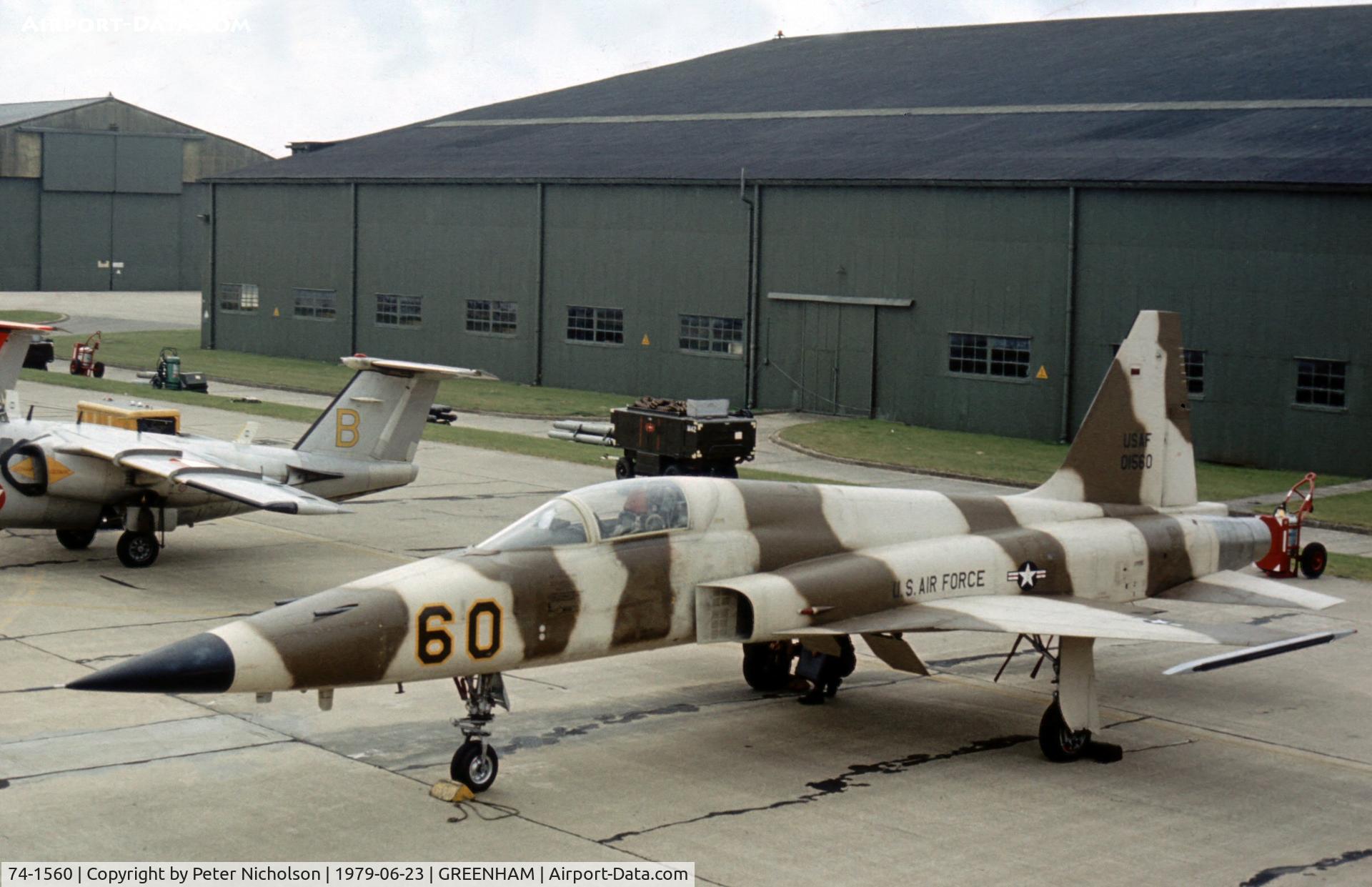 74-1560, 1974 Northrop F-5E Tiger II C/N R.1231, F-5E Tiger II of the 527th Tactical Fighter Training Aggressor Squadron on display at the 1979 Intnl Air Tattoo at RAF Greenham Common.