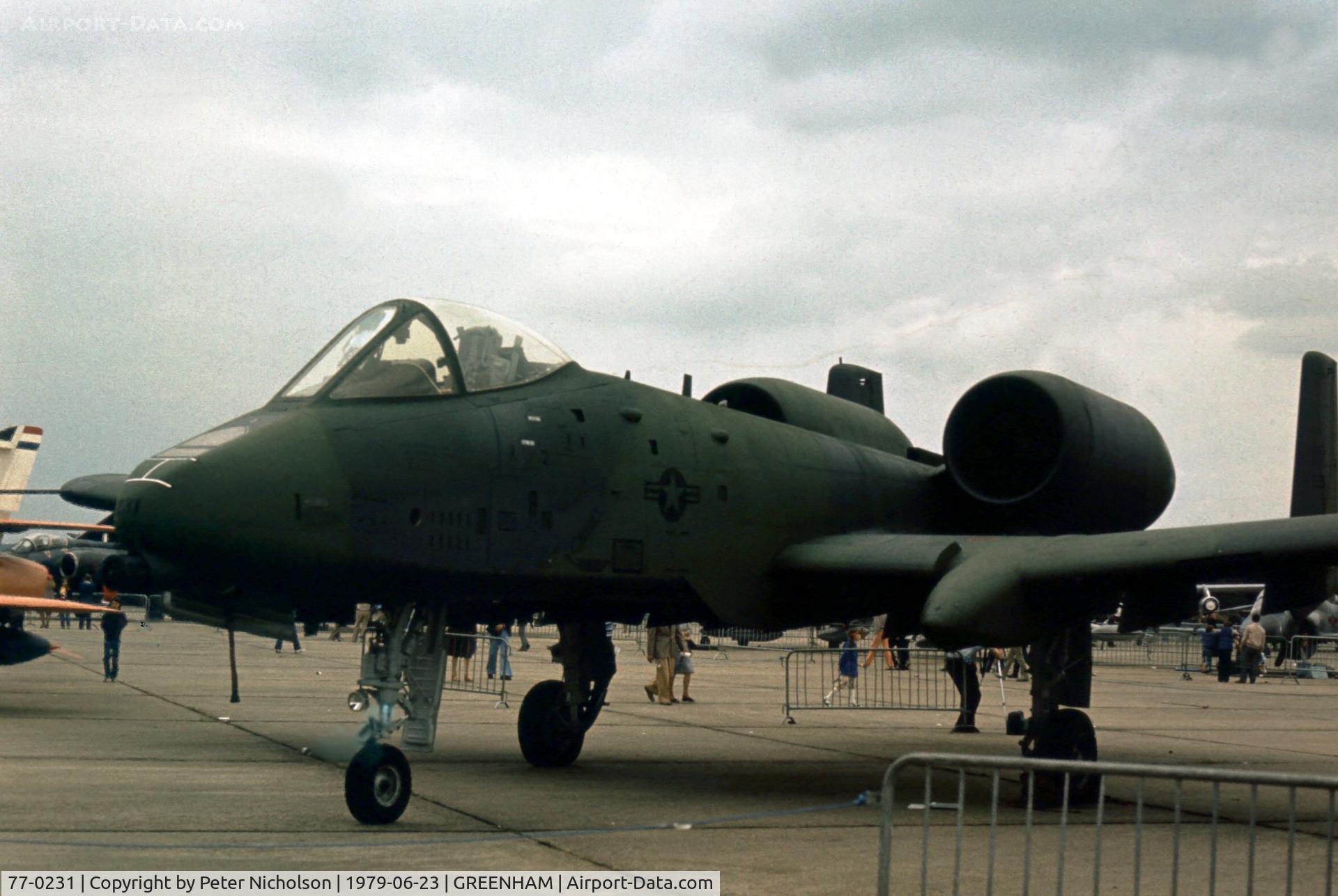 77-0231, 1977 Fairchild Republic A-10A Thunderbolt II C/N A10-0156, Another view of the 81st Tactical Fighter Wing's A-10A on display at the 1979 Intnl Air Tattoo at RAF Greenham Common.
