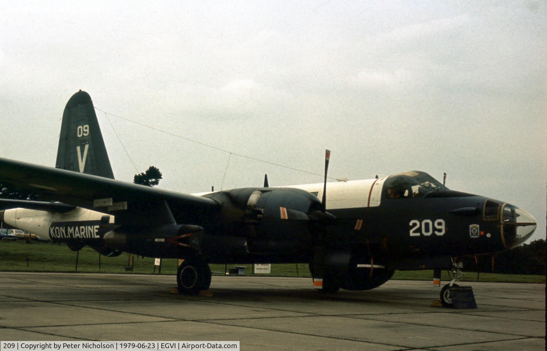 209, 1962 Lockheed SP-2H Neptune C/N 726-7265, SP-2H Neptune of 320 Squadron Royal Netherlands Navy at the 1979 Intnl Air Tattoo at RAF Greenham Common.
