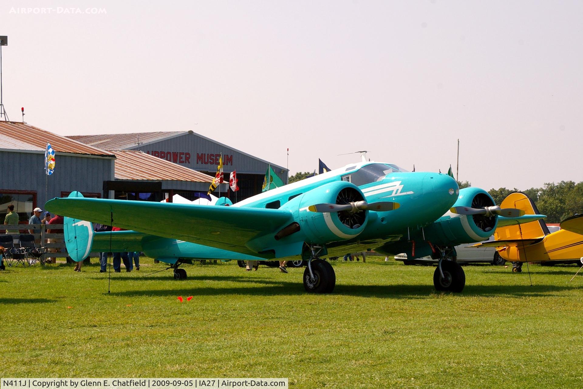 N411J, 1953 Beech D18S C/N A-967, At the Antique Airplane Association Fly In