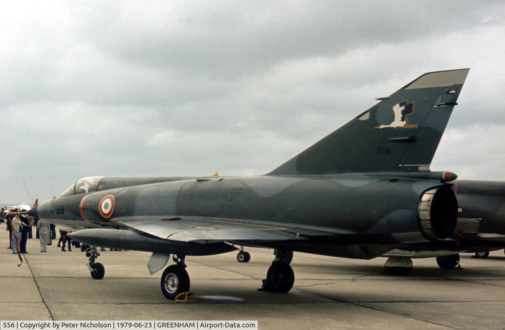 556, Dassault Mirage IIIE C/N 556, Another view of the Mirage IIIE of EC 2/4 at the 1979 Intnl Air Tattoo at RAF Greenham Common.