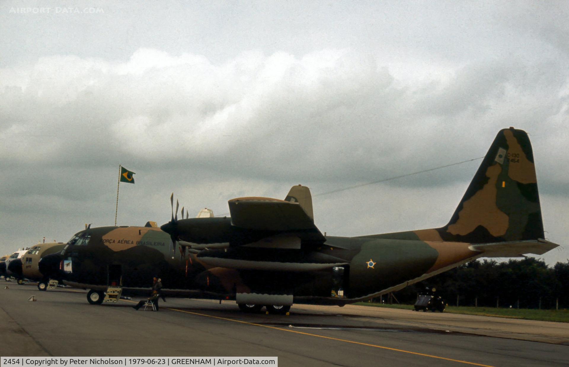 2454, Lockheed C-130E Hercules C/N 382-4114, C-130E Hercules of 1 Grupo Transportes of the Brazilian Air Force at the 1979 Intnl Air Tattoo at RAF Greenham Common.
