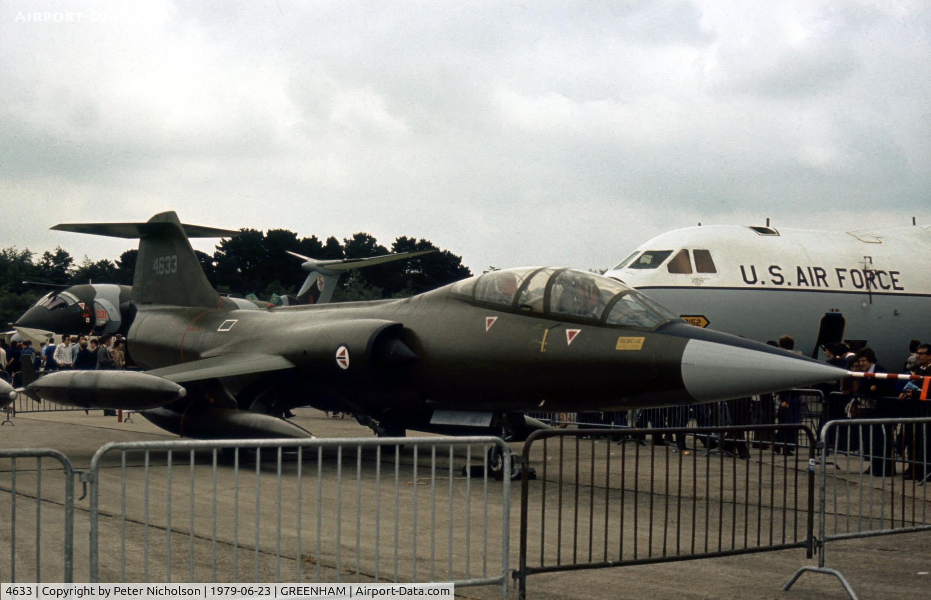 4633, 1962 Lockheed CF-104D Starfighter C/N 583A-5303, CF-104D Starfighter 4633 of 334 Skv Royal Norwegian Air Force at the 1979 Intnl Air Tattoo at RAF Greenham Common.