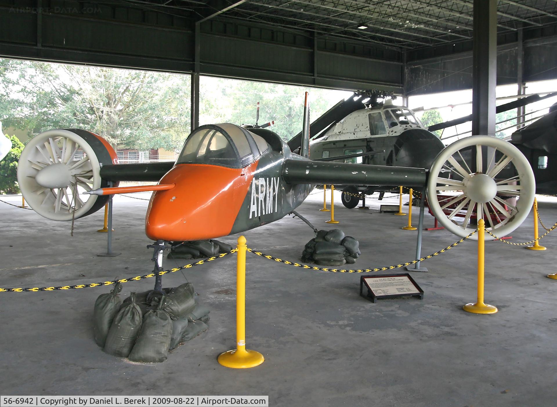 56-6942, 1956 Doak 16 (VZ-4) C/N 1, This aircraft was a VTOL ducted-fan research vehicle; it completed about 50 hours of flight testing.