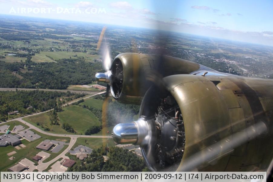 N3193G, 1944 Boeing B-17G Flying Fortress C/N 77255, Numbers 3 & 4 in harmony over western Ohio at 2500'
