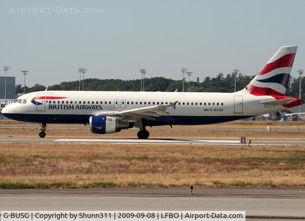 G-BUSG, 1989 Airbus A320-211 C/N 039, On take off rwy 14L