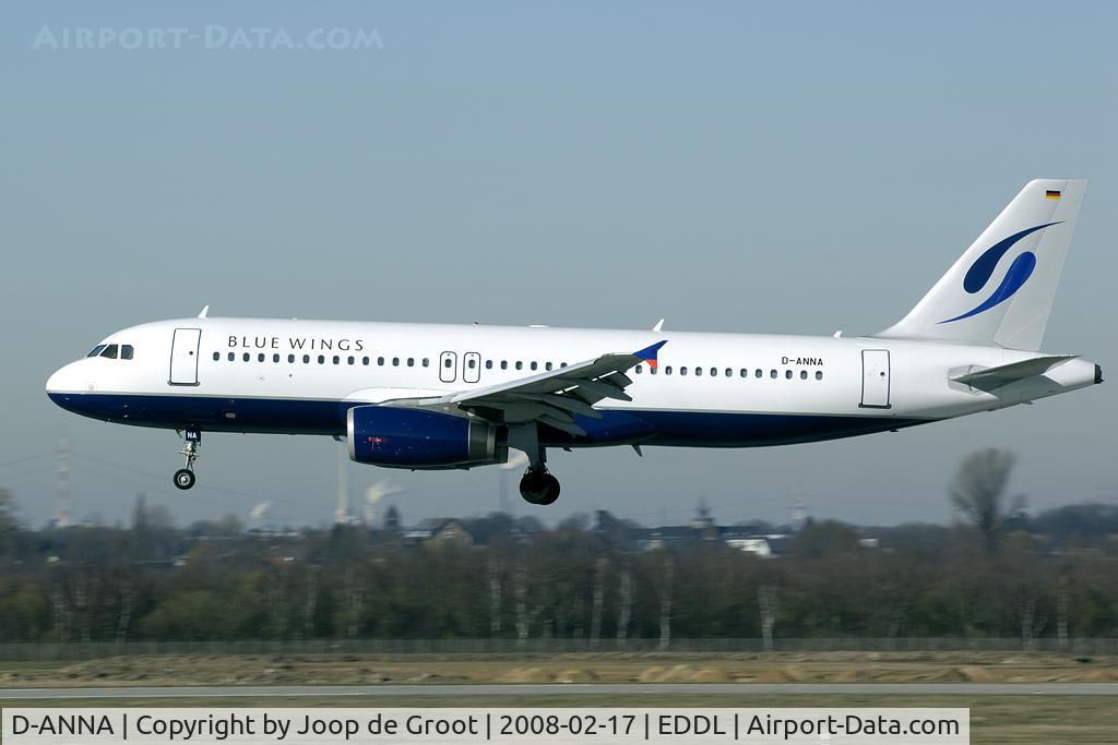 D-ANNA, 1996 Airbus A320-233 C/N 916, landing at Dusseldorf