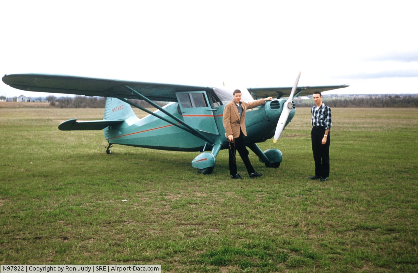 N97822, 1946 Stinson 108-1 Voyager C/N 108-822, Photo in 1957 at Seminole, OK